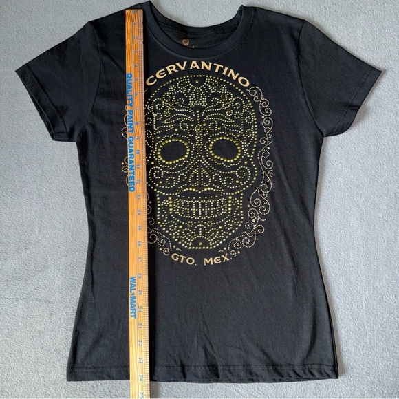 Karacool Cervantino Black T-Shirt with Gold Skull Design GTO MEX Medium - Picture 4 of 9
